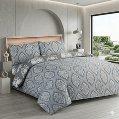 Luxurious 4pcs Bedding - Soft & Breathable Royal Floral Print Duvet Cover, Flat Sheet, And Pillowcases - Skin-Friendly Polyester Microfiber, Machine Washable - Perfect for All Season | Available in all sizes Single, double & king |
