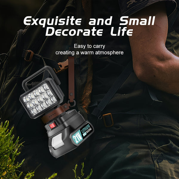 21V Portable LED Work Light, Outdoor Flashlight, Spotlight, Work Light, On-site Lighting, Workplace Lighting, with One Battery, Outdoor Construction Site Lighting, Christmas Gift,