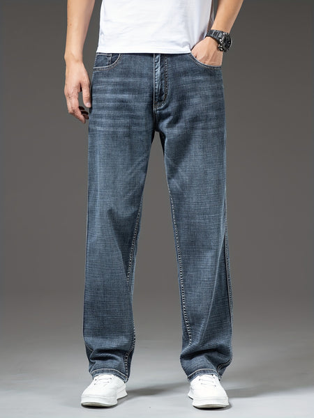 Geng Yuanshi High-End Summer Men's Jeans New Trend Fashion Straight-Leg Light Business Stretch Denim Pants