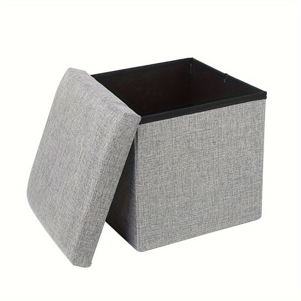 Gray Collapsible Storage Ottoman for Makeup, Seating, And Footrest Purposes