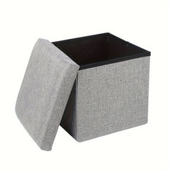 Gray Collapsible Storage Ottoman for Makeup, Seating, And Footrest Purposes