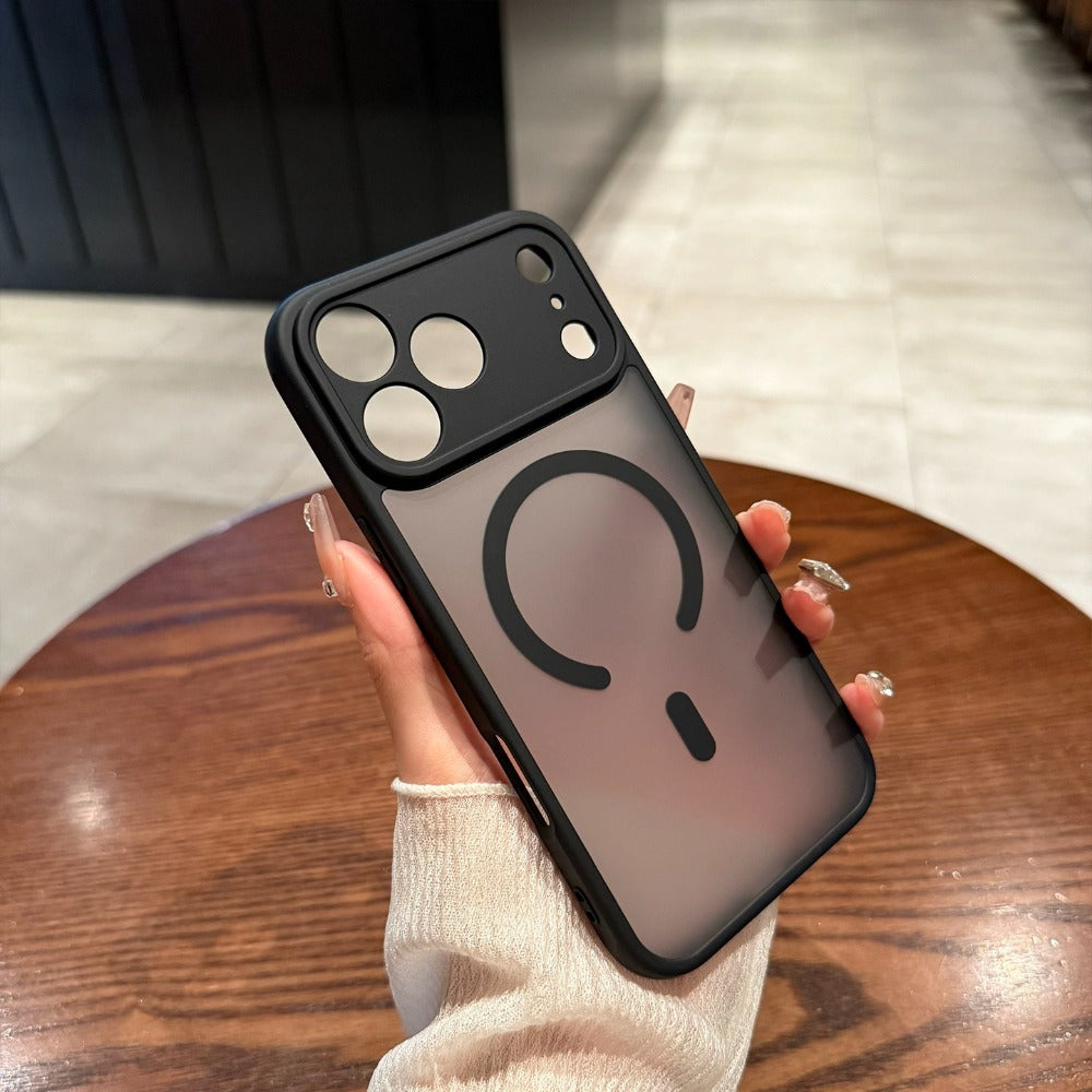 Phone Case - Premium Minimalist Frosted Skin-Feel Magnetic Phone Case - Fingerprint-Resistant, with Lens Protection, Wireless Charging Supported, Black Business-Style Protective Case for Iphone 17/16/15/14/13/12/11 Pro Max/Plus, Precise Cutouts