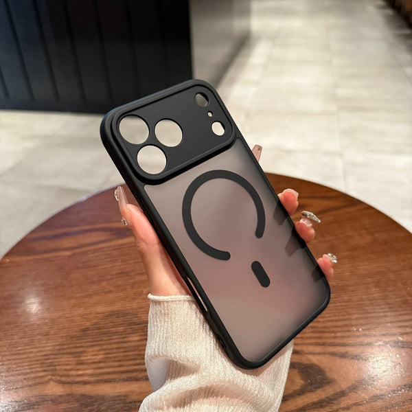 Phone Case - Premium Minimalist Frosted Skin-Feel Magnetic Phone Case - Fingerprint-Resistant, with Lens Protection, Wireless Charging Supported, Black Business-Style Protective Case for Iphone 17/16/15/14/13/12/11 Pro Max/Plus, Precise Cutouts