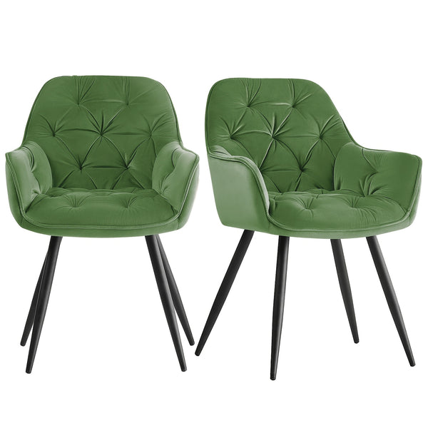 Dining Chairs with Velvet Thick Padded Upholstered Kitchen Tub Chair Armchair with Backrest Metal Legs Living Room Reception Leisure Chairs for Bedroom Lounge Office