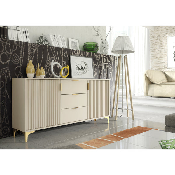 Tide Crest 140cm Modern Sideboard with Gold Accents and Storage