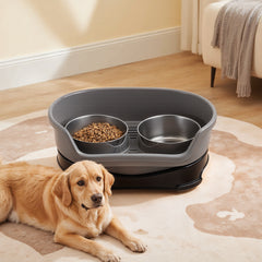 Raised Dog Bowls for Cats and Dogs, Elevated Dog Cat Food and Water Bowls Stands Feeder Dishes with 2 Stainless Steel Bowls, 2 Colours Available