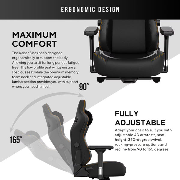 Anda Seat Kaiser Series 3 Large Gaming Chair, Black