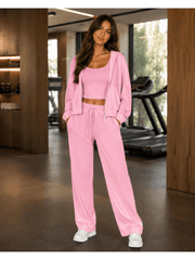 Women'S Soft Touch Tracksuit Set, Zip Up Hooded Jacket & Joggers, Casual 2pcs Lounge Wear Co Ord Outfit, Casual and Sports Wear, Gym Wear Street Wear