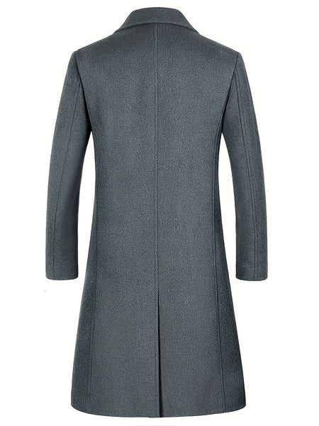 New Autumn/Winter Tweed Overcoat for Men, Long Length, Painted Finish, Warm and Thickened Tweed Outerwear, Men's Casual Wool Blend Jacket Trench Coat