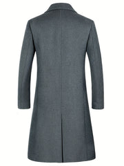 New Autumn/Winter Tweed Overcoat for Men, Long Length, Painted Finish, Warm and Thickened Tweed Outerwear, Men's Casual Wool Blend Jacket Trench Coat