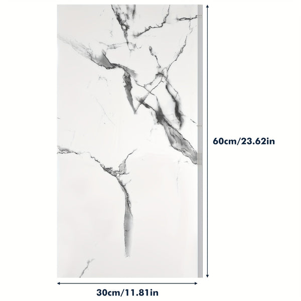 20pcs Of White Marble Effect Self-adhesive Wall Tile Foam Wall Sticker, Easy to Clean, Suitable for Bathroom, Living Room, Kitchen, Bedroom Decoration