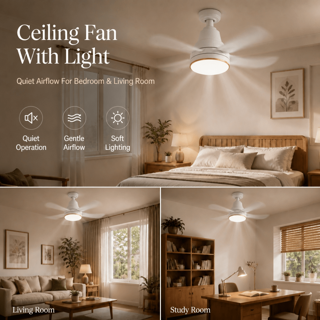 Modern Quiet Ceiling Fan with Light. Features 6 Speed Levels, Timing Function And Stepless Dimming. Suitable for Living Rooms, Bedrooms And Offices, a Must-Have for Spring And Summer.