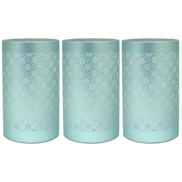 LED Table Lamps Battery Operated Cordless Desk Lights | Blue Green or Pink Flower Petal Design