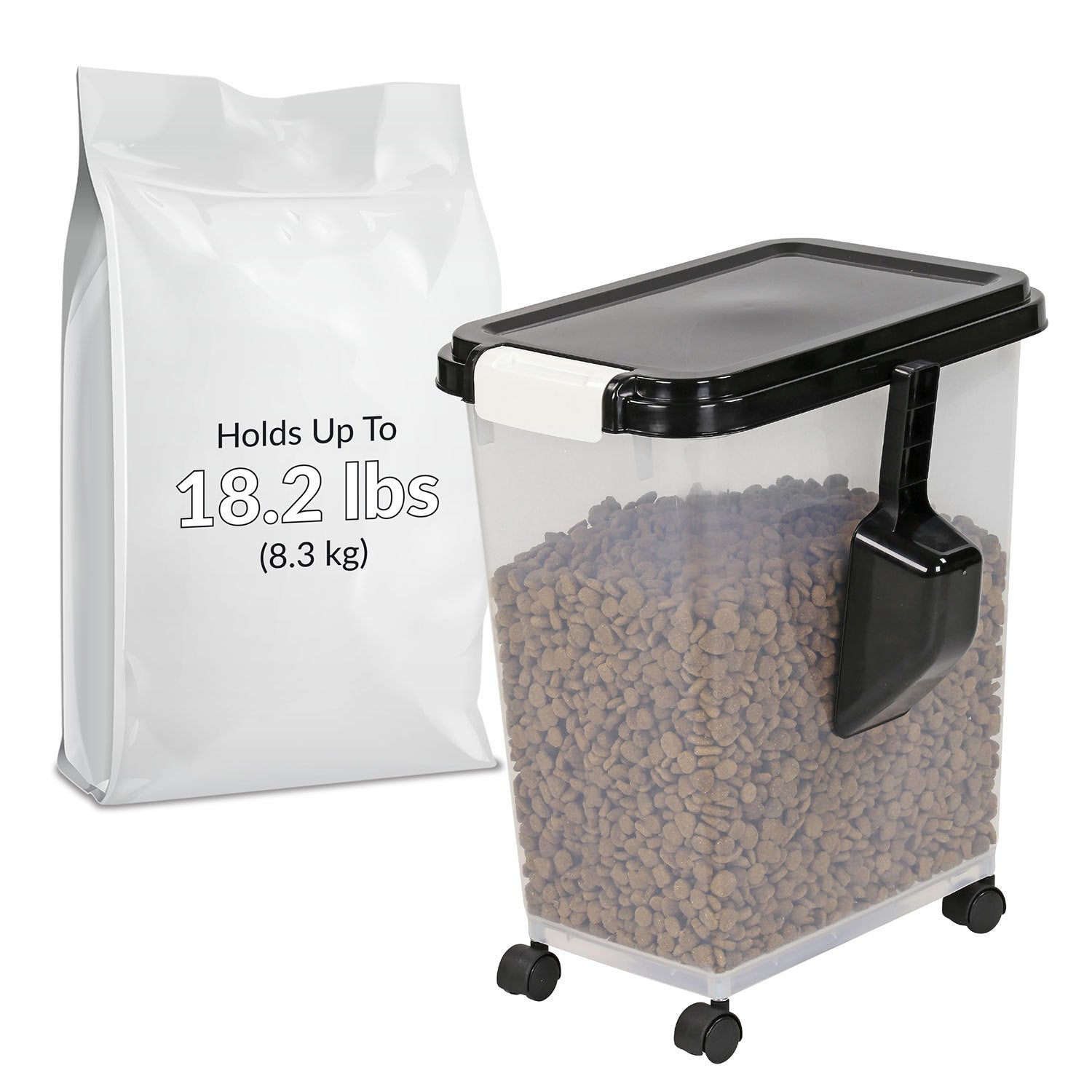 Taylor & Brown 20 Litre Airtight Pet Food Storage Container With Plastic Measuring Scoop Treats For Pet Dog Cat Animal Dry Food Dispenser With Casters