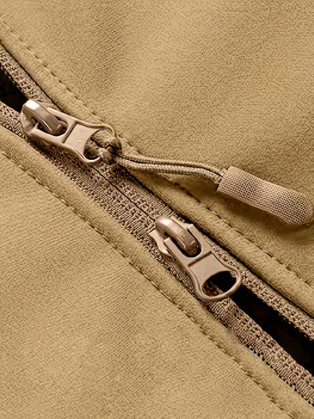Men'S Winter Soft Shell Jacket with a Hood, Featuring Pockets And a Solid Color, Suitable for Outdoor Wear