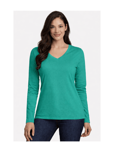 Ladies Womens V Neck Long Sleeve Plain Slim Fit Basic Top Stretchy T-Shirt 8-26