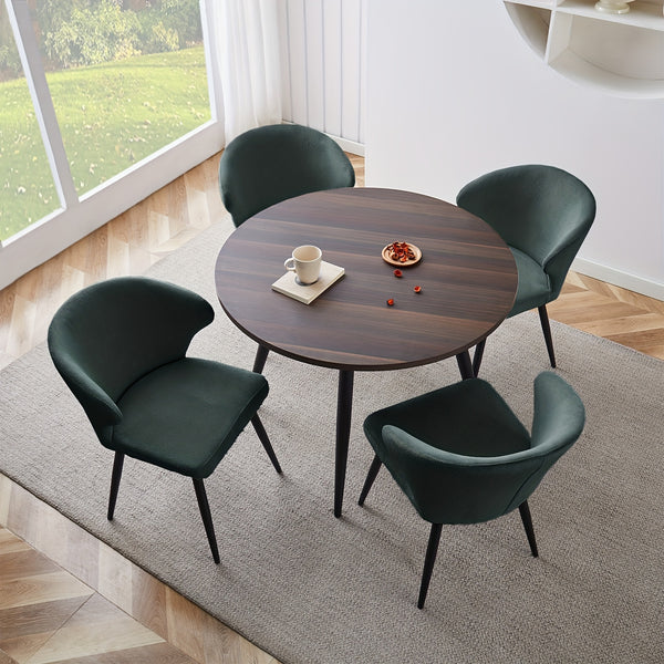 Set of 2 or 4 Corduroy Upholstered Dining Chairs - Modern Padded Seats with Black Metal Legs, Scandinavian Rustic Chairs Suitable for Kitchen, Restaurant, Cafe - - Fabric &