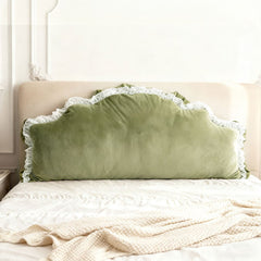 Nordic Princess-style Bedside Cushion Pillow | Soft Padded, Tatami Waist-support, Green/White, Polyester, 180*20*75cm, Zipper Closure, Hand Wash Only