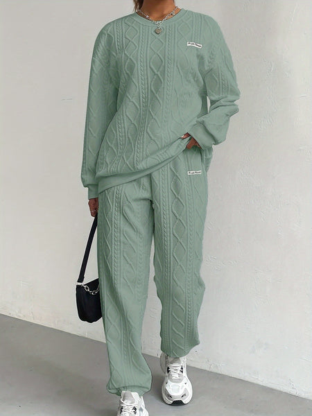 New Women'S Clothing Set Featuring Textured Fabric, Long-Sleeve Sweatshirt, And Long Pants, Stylish And Versatile for Casual Wear