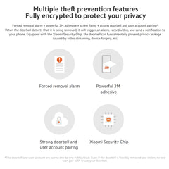 Xiaomi Smart Doorbell 3s,180° Ultra-Wide View 2k Resolution,Superior Night Vision,Professional Ip65 Water,Two Power Supply Modes 5200mah Battery, Free, Rolling 72-Hour Cloud Storage