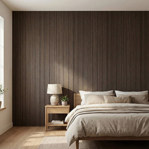 1pc 3D Imitation Wood Grain Grille Wall Panels, 300*40cm, Self-adhesive Vertical Stripe Wall Stickers, Peel and Stick, TV Background Decoration Stickers for Bedroom and Living Room, Kitchen and Bathroom Wall Renovation Stickers, Ideal for Renovating Livin