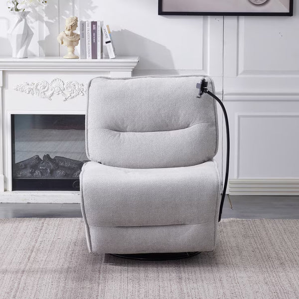 Meteor Grey Fabric Power Reclining Swivel Chair