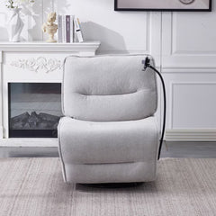 Meteor Grey Fabric Power Reclining Swivel Chair