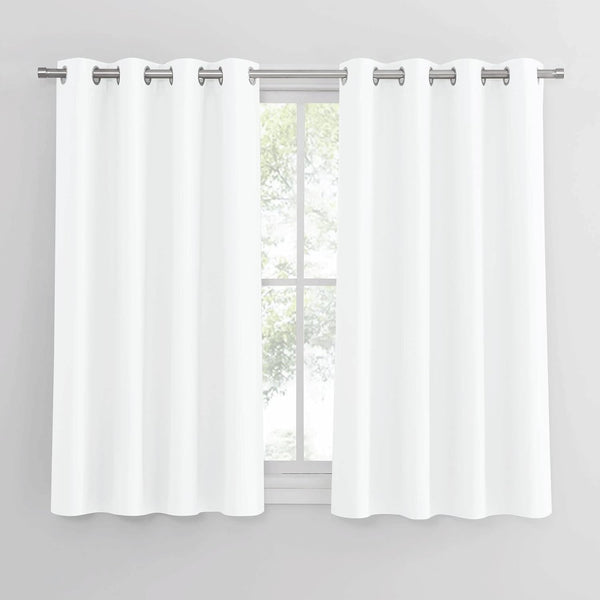 PONY DANCE Grey Blackout Thermal Insulated Curtains for Bedroom, 46 X 54 Inch Short Eyelet Curtains & Drapes, Soft Black Out 2 Panels for Window Living Room/Kitchen