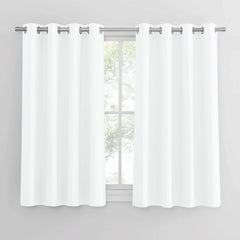PONY DANCE Grey Blackout Thermal Insulated Curtains for Bedroom, 46 X 54 Inch Short Eyelet Curtains & Drapes, Soft Black Out 2 Panels for Window Living Room/Kitchen