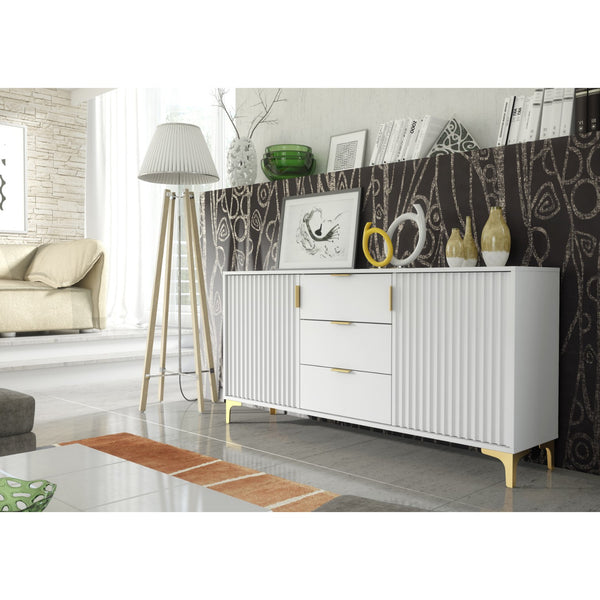 Tide Crest 140cm Modern Sideboard with Gold Accents and Storage