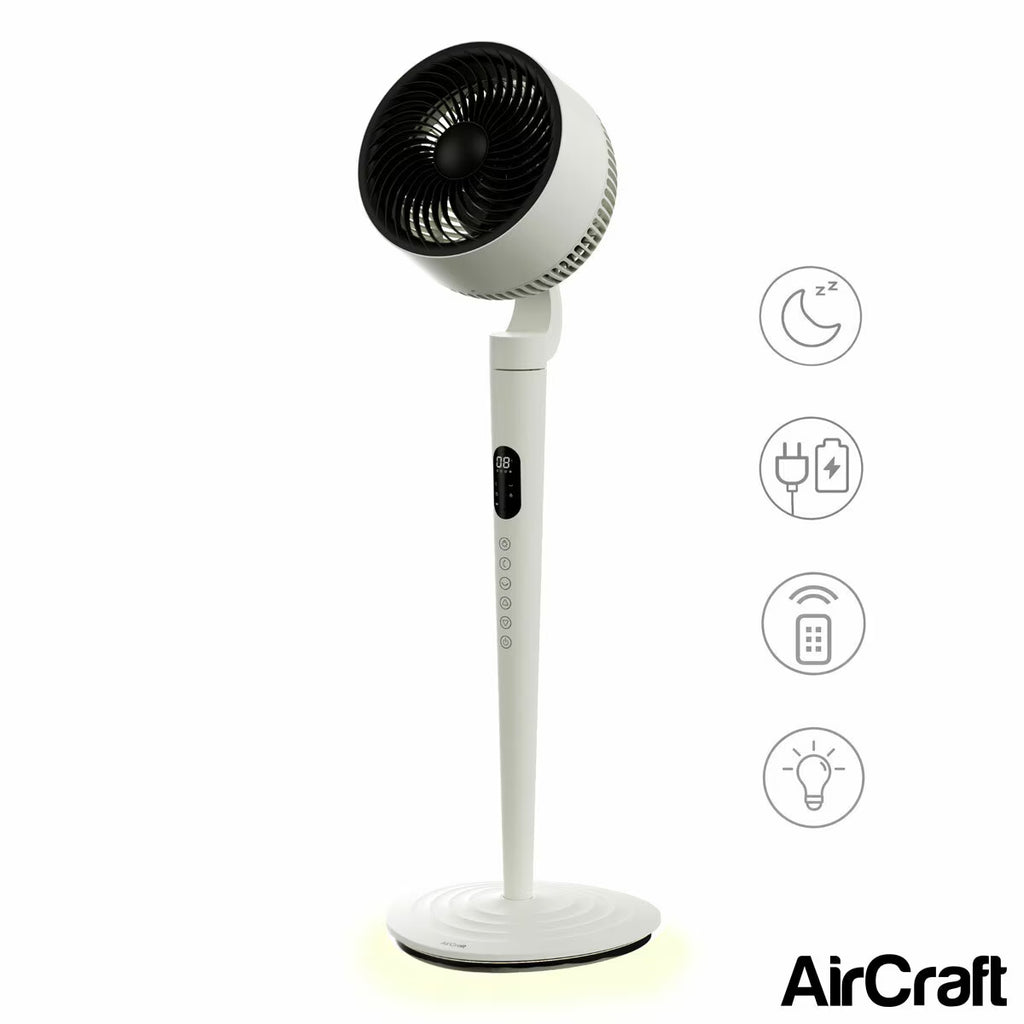 Aircraft Airlume Cordless Air Circulator Fan with Dimmable Lighting in Stone White