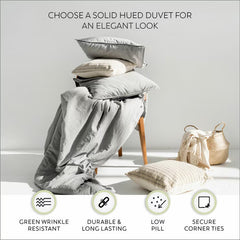 Purity Home 400 Thread Count Cotton Grey Duvet Cover Set in 4 Sizes