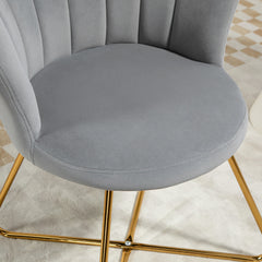 Modern Armchair, Velvet Tufted Accent Chair with Lotus Backrest, Occasional Chair with Steel Legs for Living Room, Bedroom