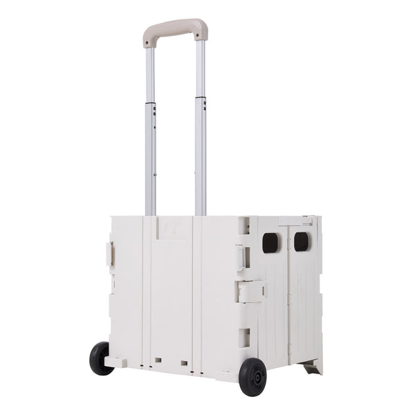 Grey/ Green Foldable Office Trolley, Portable Folding Shopping Trolley, Two-wheel Large-capacity Storage Box, Portable Pushable Shopping Cart Storage Box, Adjustable Railings
