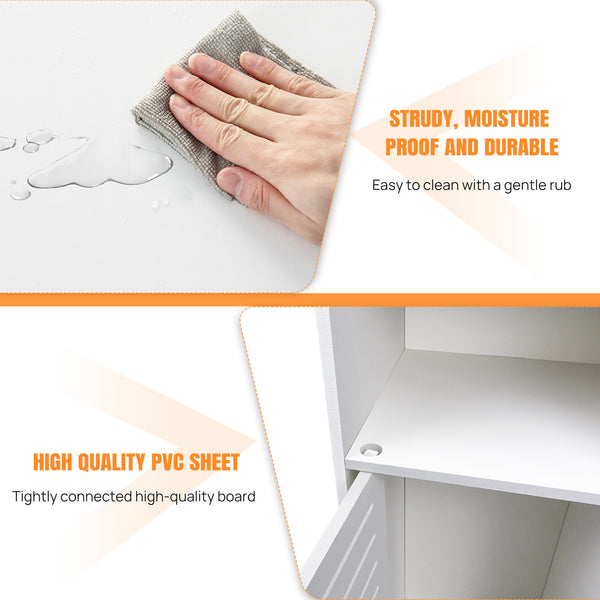 Bathroom Storage Cabinet, Tall Bathroom Cabinet, Slim Storage Cabinet, Freestanding Linen Tower Cabinet with 4 Tier and Door, Easy to Install for Kitchen/Hallway/Bedroom (116x20x20CM)