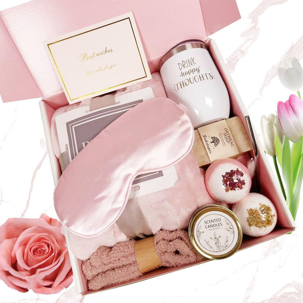 NILZENS Gifts for Women, Mom, Wife, Mum, Girlfriend, Best Friend, Her Happy Birthday, Mothers Day, Get Well Soon, Gift Spa Basket Set, Hamper Box, Tumbler, Bath Care Kit Pamper Sweet Present (SET1)