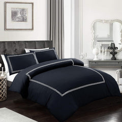 My Home Store Polycotton Bratta Duvet Cover Set - Our 3pc Soft stitch Embroidered button closure Quilt cover with matching Embroidered envelop closure Pillowcases | Breathable & Lightweight Duvet cover set