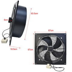 1pc Kitchen Exhaust Fan 10850m/h Stainless Steel Ventilation Fan with Governor Switch Low Noise Extractor with Backdraft Damper for Home Bathroom Garage, Black
