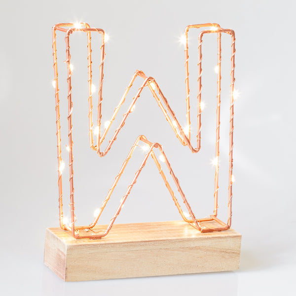 Light Up Letter | LED Alphabet Wire Frame Letter Lights | Rose Gold Copper Initials | Personalised Lighting | Battery Powered | For The Office Living Room Bedroom | Gift For Her