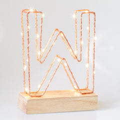 Light Up Letter | LED Alphabet Wire Frame Letter Lights | Rose Gold Copper Initials | Personalised Lighting | Battery Powered | For The Office Living Room Bedroom | Gift For Her