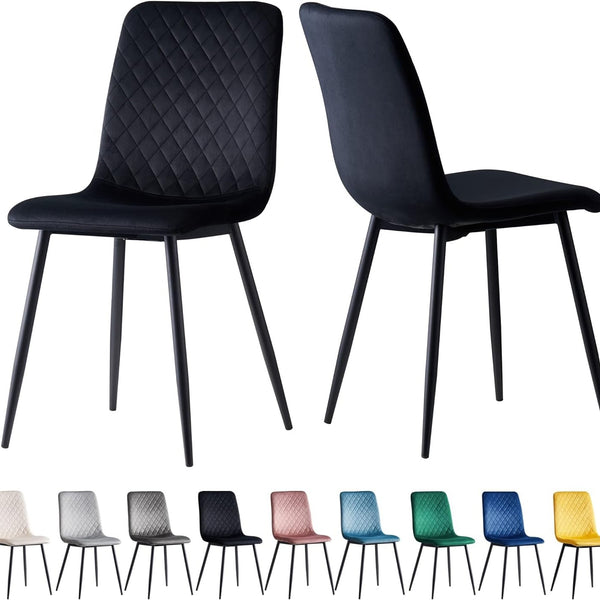 mcc direct Set of 2 Designer Velvet Chairs Fabric Dining Chairs with Metal Legs-Lexi Chairs