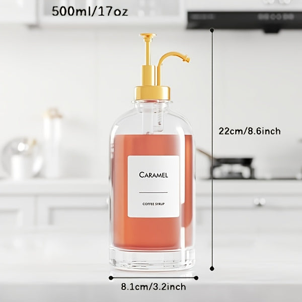 4pcs Oil Bottles, Pump Bottles, Coffee Bar Accessories, Coffee Syrup Dispenser - 16.9oz Squeeze Bottle, Coffee Maker Supplies, Coffee Bar Syrup Pump Dispenser