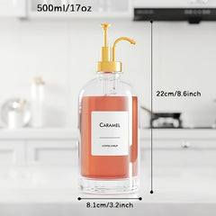 4pcs Oil Bottles, Pump Bottles, Coffee Bar Accessories, Coffee Syrup Dispenser - 16.9oz Squeeze Bottle, Coffee Maker Supplies, Coffee Bar Syrup Pump Dispenser