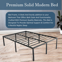 Metal Bed Frame | Black Metal Bed Frame - 18 Inches Under bed Storage Space - Sturdy Metal Construction - Easy Assembly