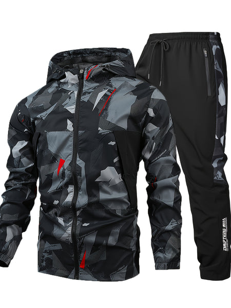 Men'S Long-Sleeve Sports Outfit with Casual Long Pants