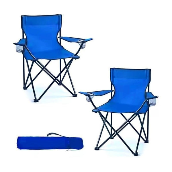 2 X Folding Camping Chair Outdoor Portable Garden Folding Camp Chair with Cup Holder