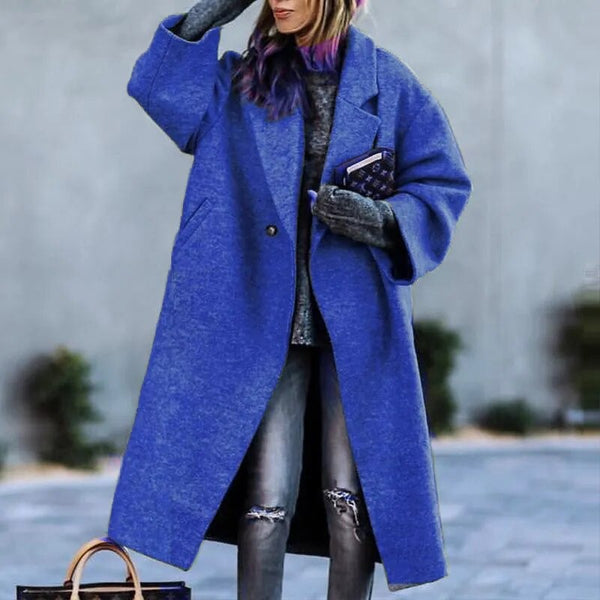 Women'S Elegant Long Winter Coat with Plush Collar - Solid Color Warm Winter Coat, Soft Faux-Fur Trim, Structured Fit & Smooth Texture, Cozy Outerwear for Fall and Winter 2025, Casual to Formal Outfits (, Brown, Grey, Navy