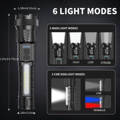 2pcs Flashlights High Lumens Rechargeable LED with USB-C, 6 Light Modes, Zoomable & USB-C Cable Included, USB-Powered Handheld Torch for Camping, Emergency, Outdoor - Buy 1 Get 1 Free (Cob Side Light, Flash, Survival Gadgets, Torches, Torch Light, Surviva