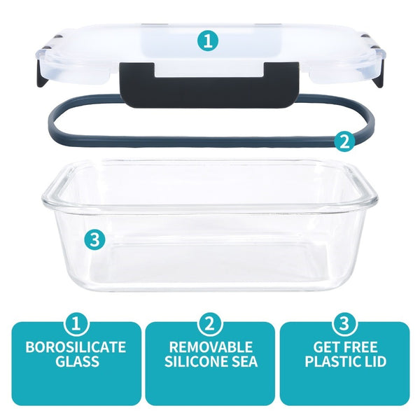 Food container, 10 pack glass container, sealed box, 2 sizes, reusable