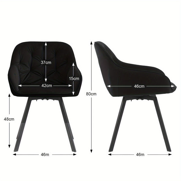 Set Of 2/Set Of 4 Swivel Dining Chairs | Upholstered with Velvet, Arms, Backrest, Metal Legs, Carbon Steel Frame, Memory Foam Filling, Grey, Contemporary Style, Rotatable, No Wheels